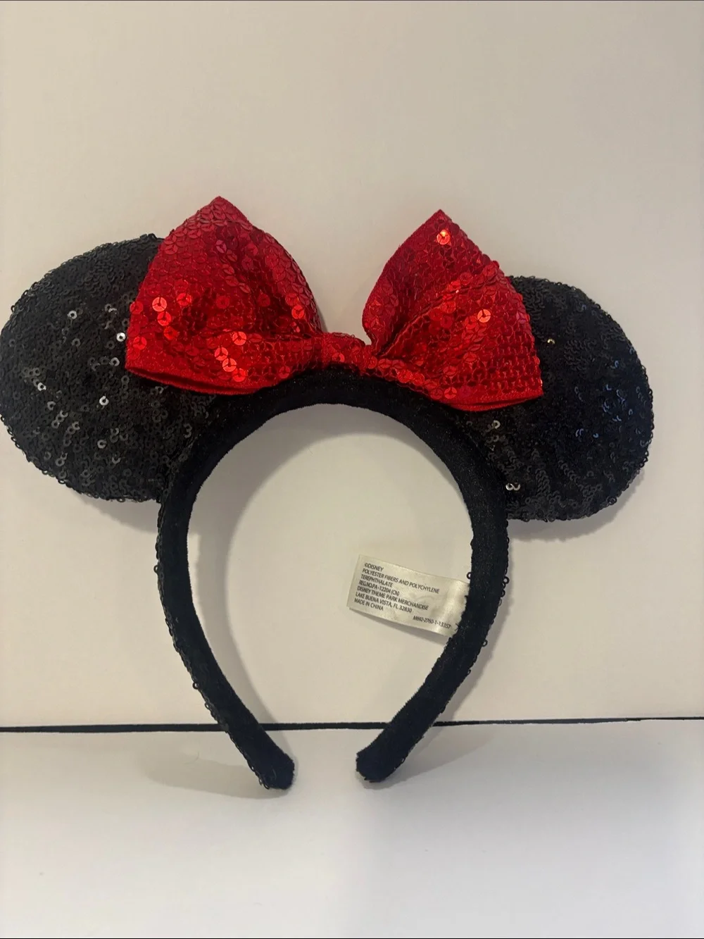 Disney Minnie Mouse Sequin Ear Headband with Red Bow